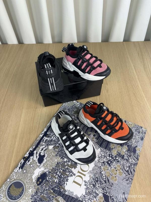 2024 Kids Dolce & Gabbana Black Orange White Pink Fabric Sneakers