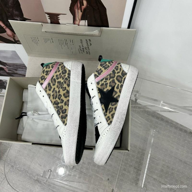 2024 Unisex GGDB Leopard Pink Green Leather Suede High Top Sneakers MJ00300