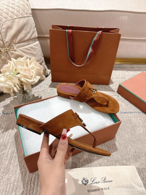 2025 Slippers LP Brown Suede Slippers LY00250