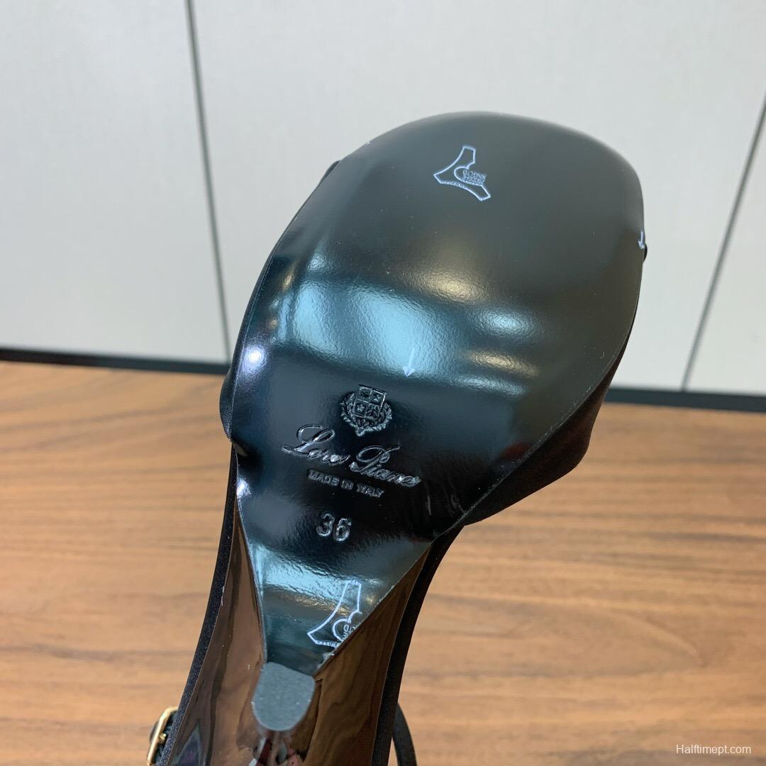 2025 Women Le Parmentier Black Leather Sandals Custom Hardware KFY00280