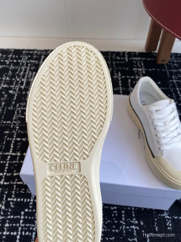 2025 Women Celine White Canvas Sneakers CR-03
