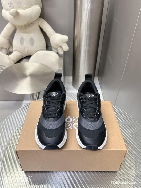 2025 Unisex Loewe Black Grey Leather Mesh Sneakers