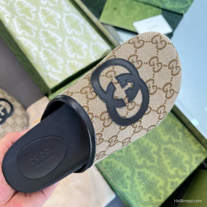 2024 Slippers Gucci beige black fabric mule MJ00280
