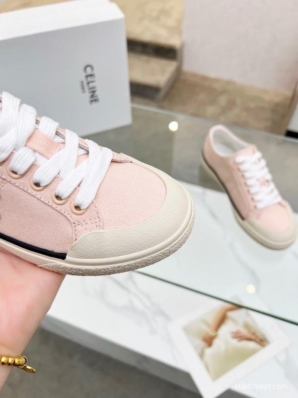 2025 Women Celine Pink Canvas Sneakers LY00210