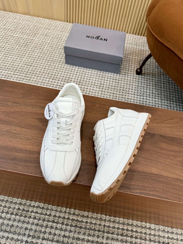 2025 Unisex HOGAN White Leather Suede Sneakers H671