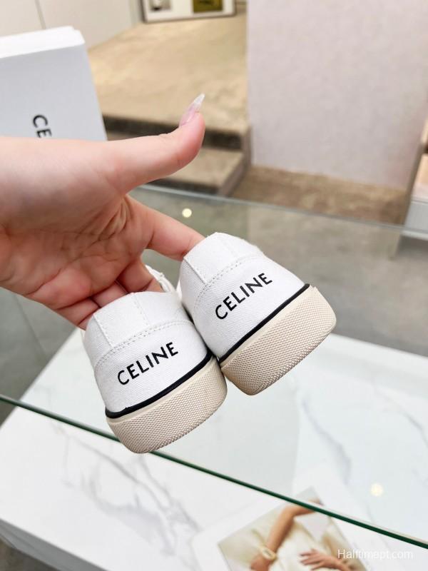 2025 Women Celine White Canvas Sneakers LY00210