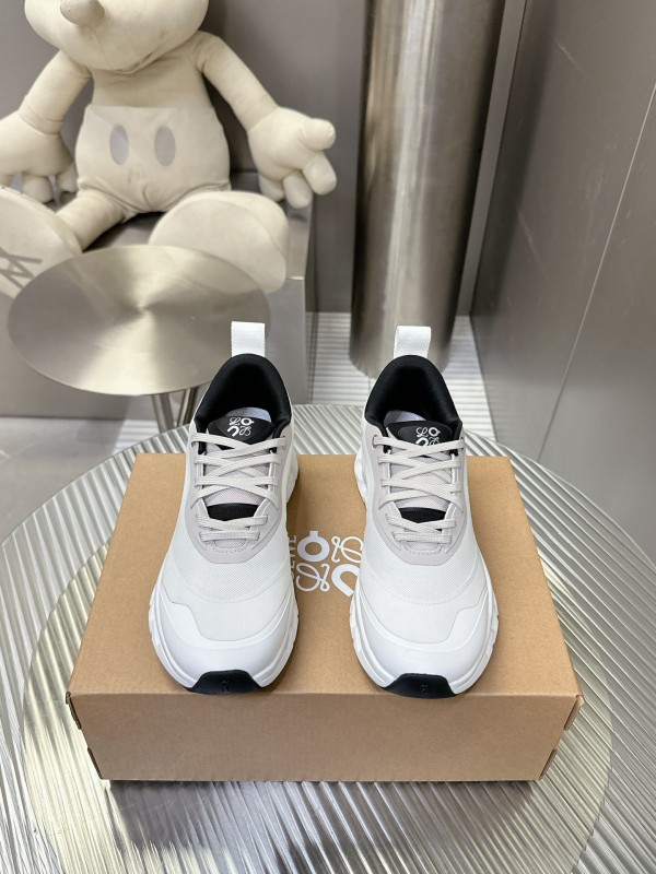 2025 Women Loewe White Black Leather Sneakers