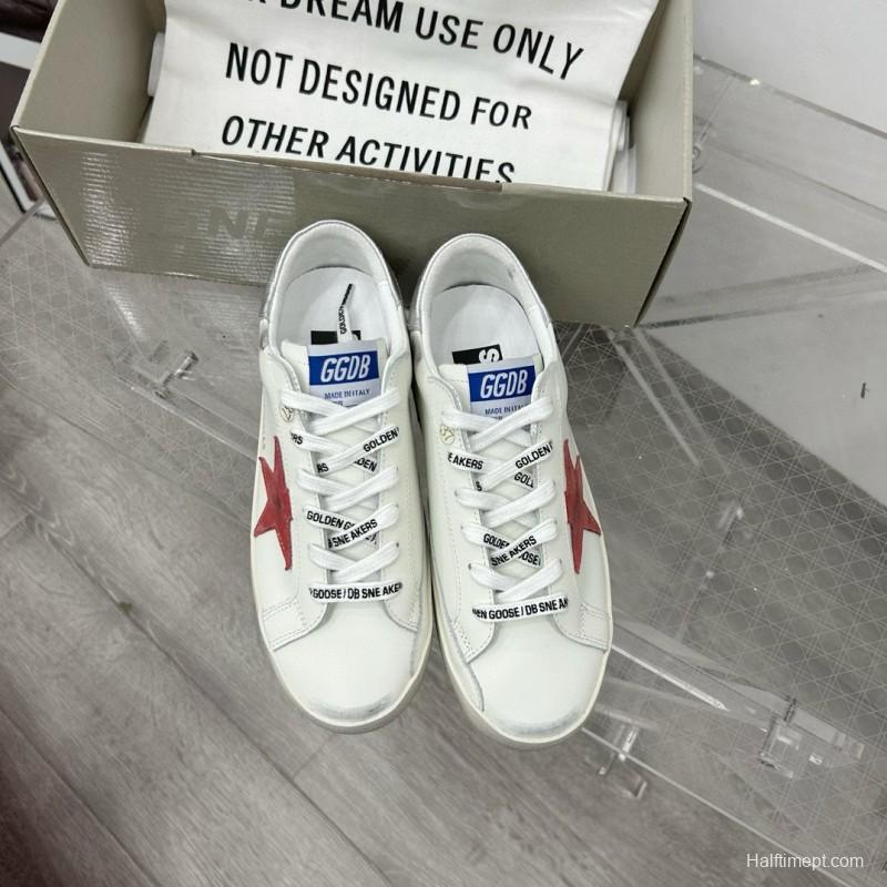2025 Women GGDB White Red Leather Sneakers