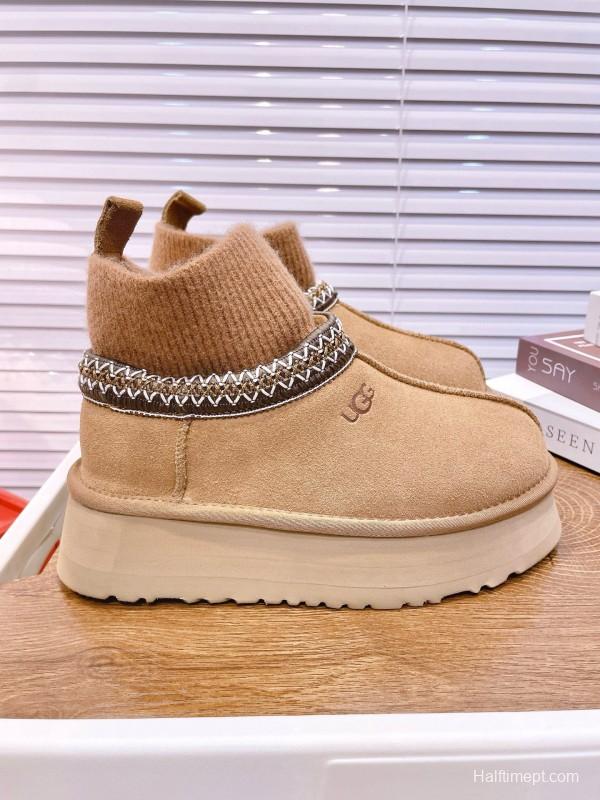 2024 Women UGG camel suede wool ankle boots MJ00230