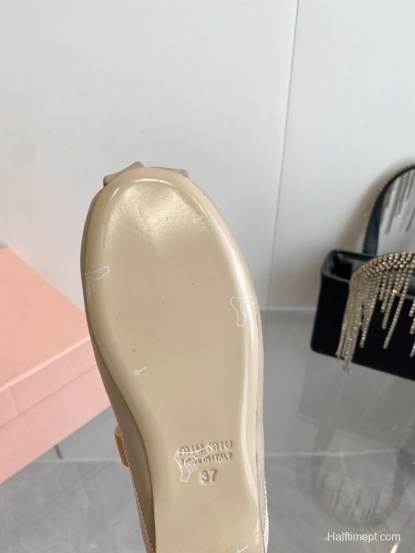 2025 Women Miu Miu Beige Suede Ballet Flats KFY00280