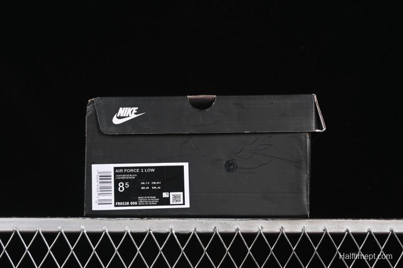 Nike Balenciaga Air Force 1'07 Low Collaboration Triple Swoosh Beige Black Casual Shoes - FR0538-090