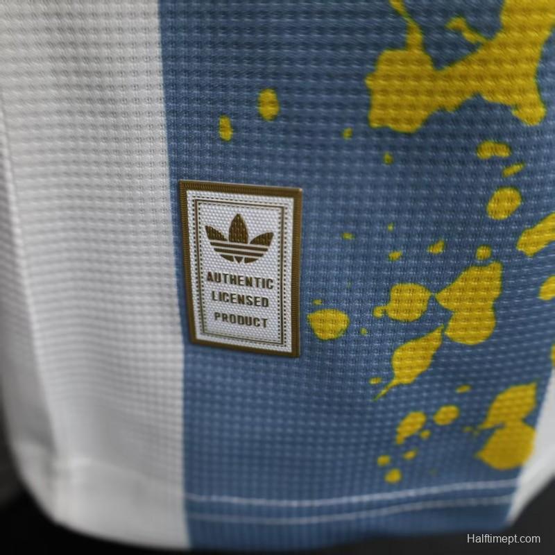 Player Version 2025 Argentina Blue with Messi Celebration Print Jersey