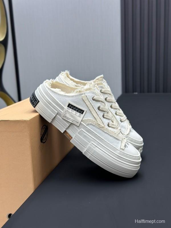 2025 Unisex XVESSEL White Canvas Plimsolls Vulcanized AS00240