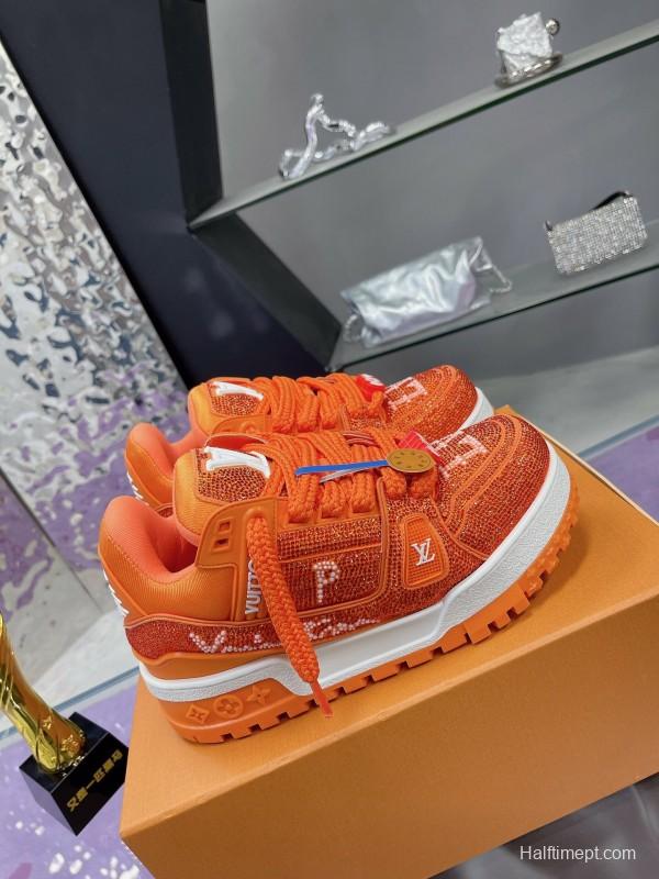 2025 Unisex Louis Vuitton Orange Crystal Plimsolls Bing Bing AS00420