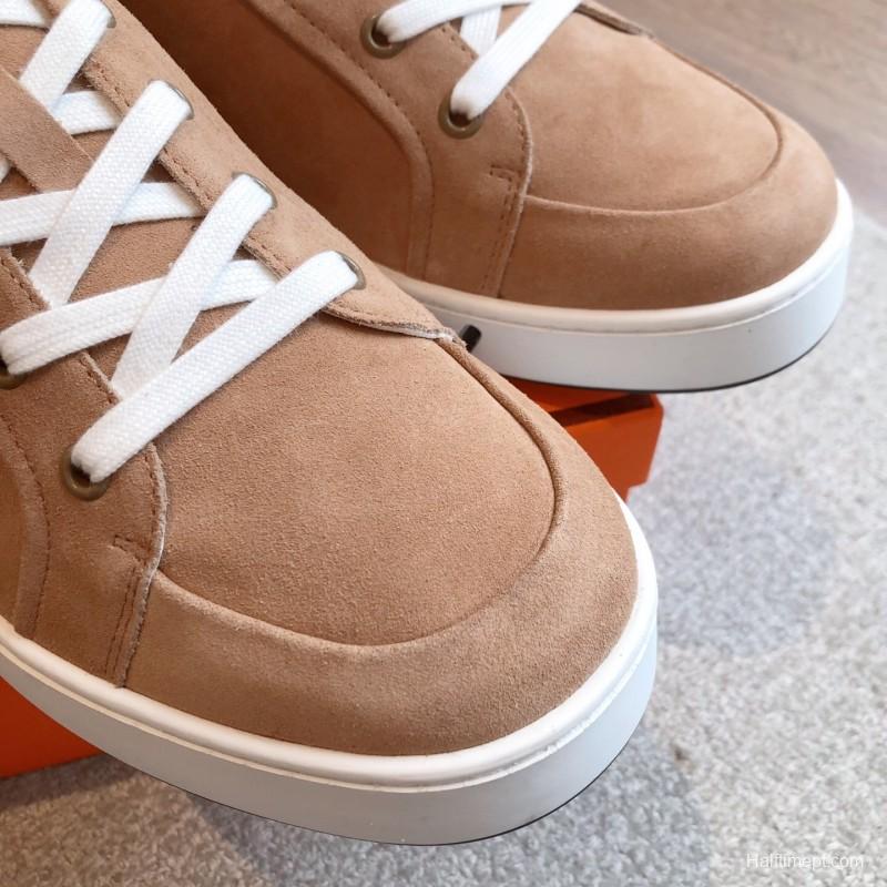 2025 Unisex H Beige White Suede Sneakers AS00380