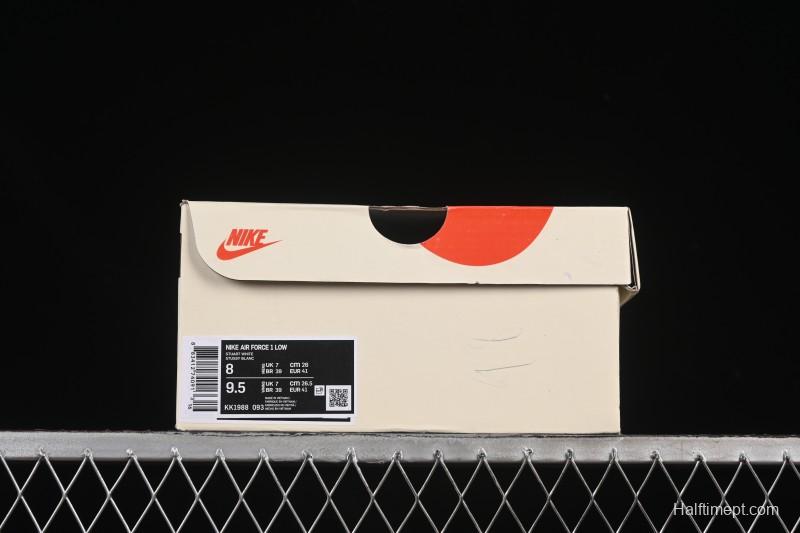 Nike Air Force 1 '07 Low Stussy Collaboration White Gray Casual Sneakers - KK1988-093