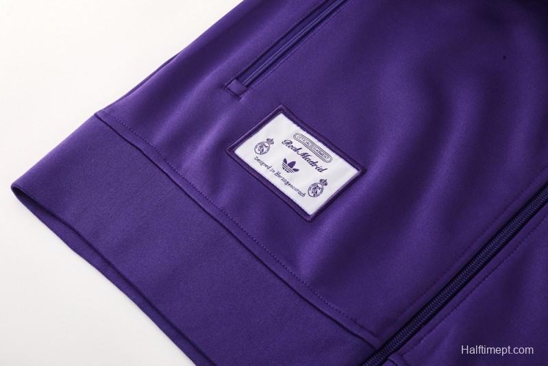 25/26 Real Madrid Purple Full Zipper Jacket +Long Pants