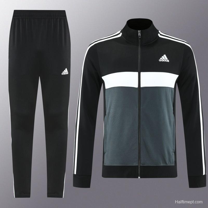 2025 Adidas Black/Grey Full Zipper Jacket +Long Pants
