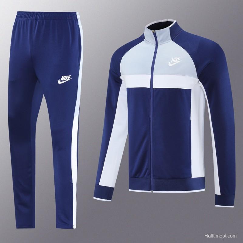 2025 Nike Grey/Navy Full Hoodie Zipper Jacket +Long Pants