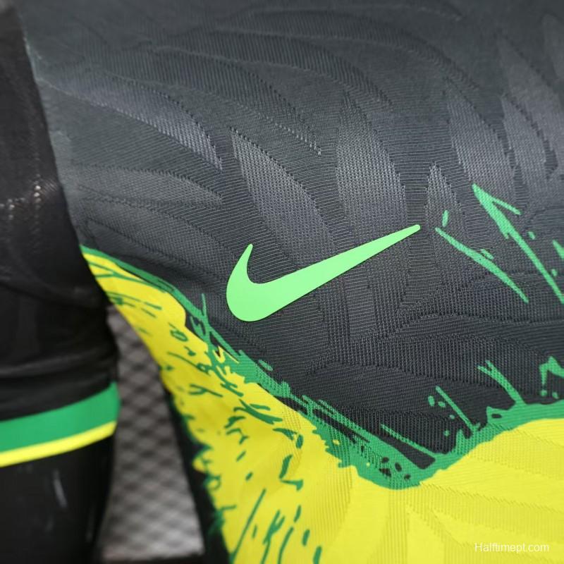 Player Version 2025 Brazil Black with Eagle Print Jersey