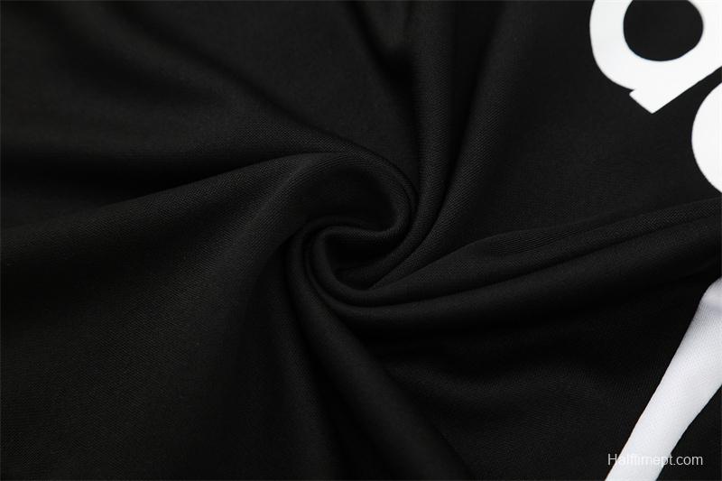 Retro 08/09 Real Madrid Black Half Zipper Jacket+Long Pants