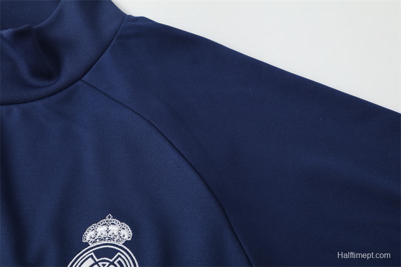 Retro 16/17 Real Madrid Royal Blue Half Zipper Jacket