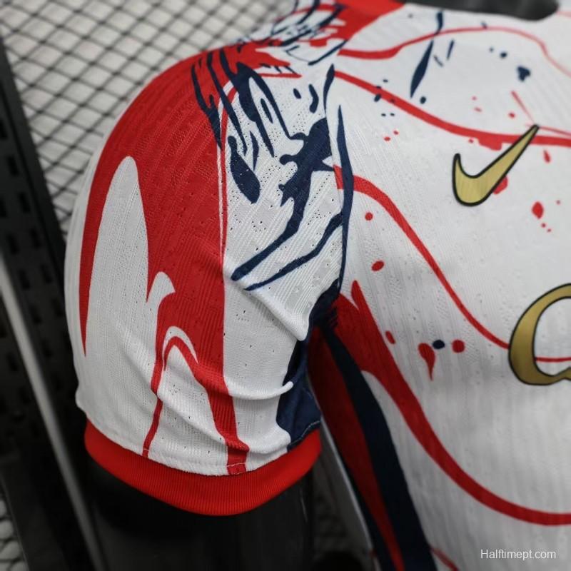 Player Version 25/26 PSG/Paris Saint-Germain White with Abstract Art Pattern Jersey