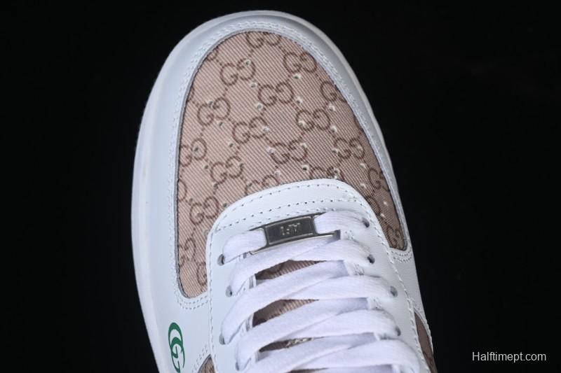 Nike Air Force 1 '07 Low Gucci Collaboration Pattern Grass Green Casual Sneakers - AH8462-004