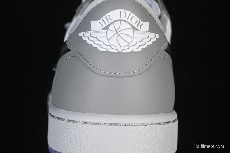 Dior Air Jordan 1 Low White Grey Collaboration Low-Top Sneakers - CN8608-002