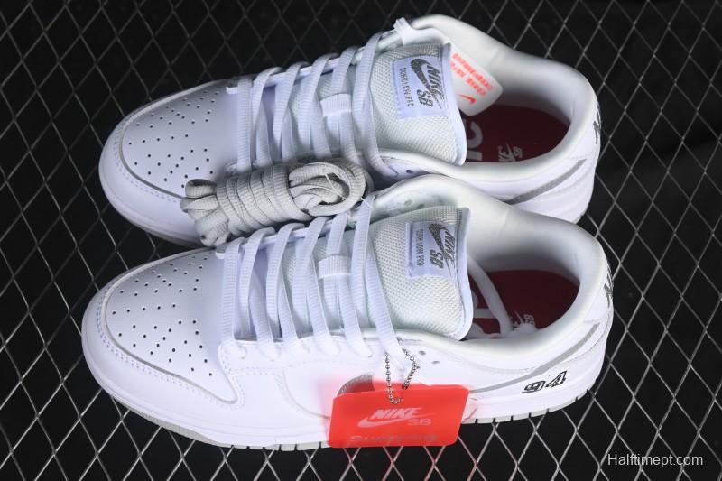 Nike Supreme x Dunk SB Dunk Low White Low-Top Casual Skate Shoes - HQ8487-100