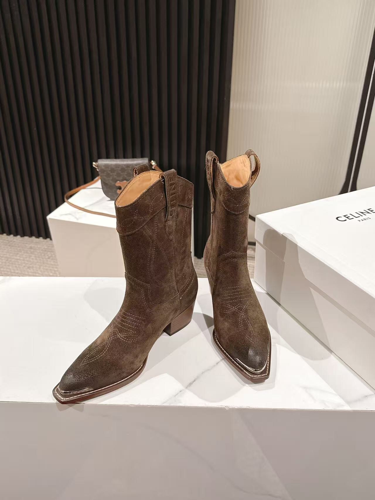 CELINE 2025 SS Fashion Boots with Arch of Triumph Logo - LY00440