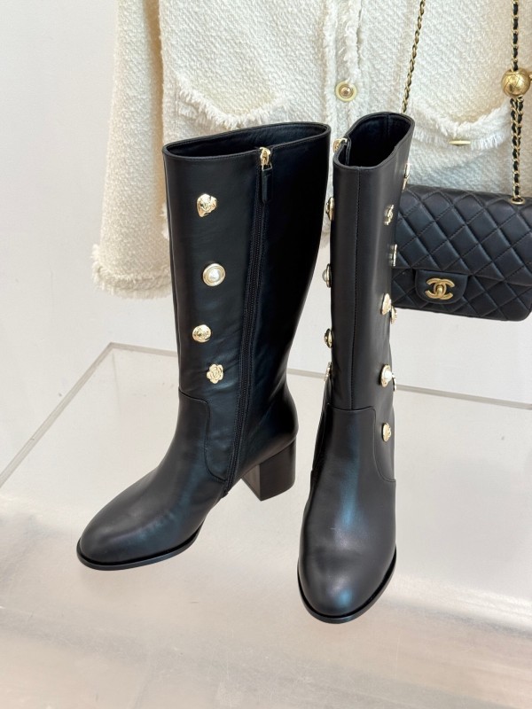 Chanel 2025/SS Double C Metal Buckle High Heel Boots - KFY00530