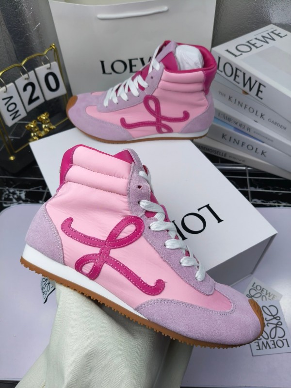 LOEWE High-Top German Training Sneakers Retro Fashion Casual White Shoes - LY00330