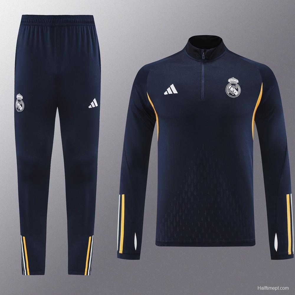 25/26 Real Madrid Royal Blue Half Zipper Jacket+Long Pants