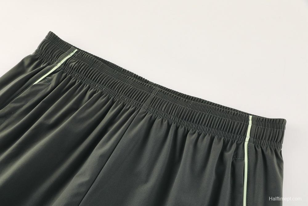 25/26 Real Madrid Dark Green Half Zipper Jacket+Long Pants S-3XL