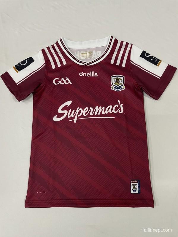 25/26 Kids Galway GAA Maroon with White Stripes  Jersey