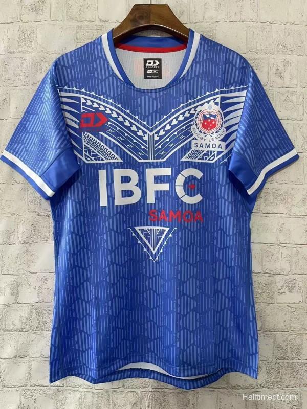 2026 Samoa Rugby League Blue with Traditional Polynesian Pattern Jersey