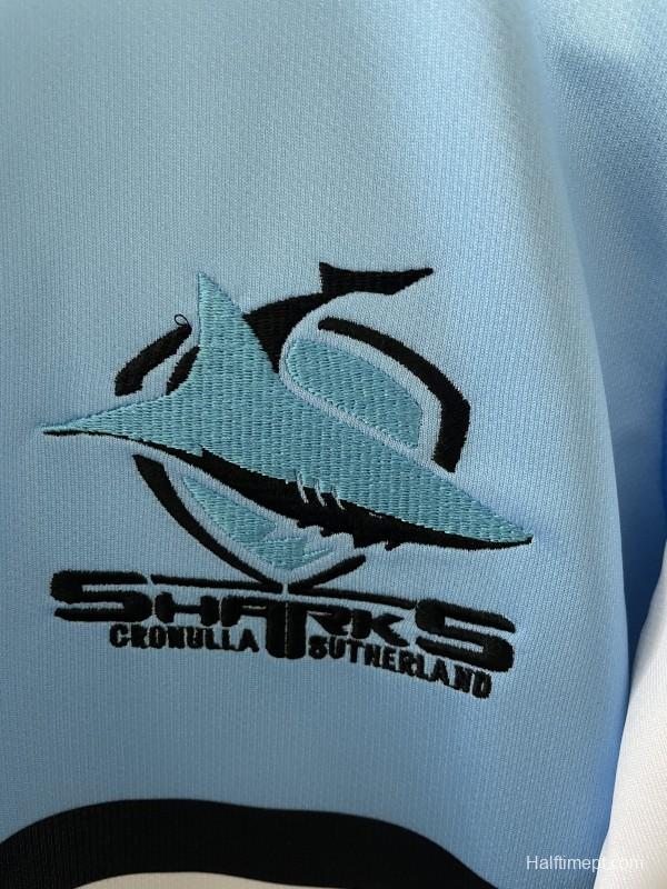 2026 Cronulla Sharks Sky Blue with White Hooped Away Jersey