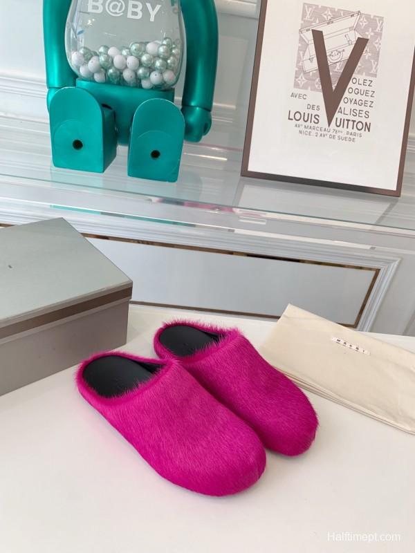 Marni 2025/SS Mule Shoes with Pony Hair Design - LY00