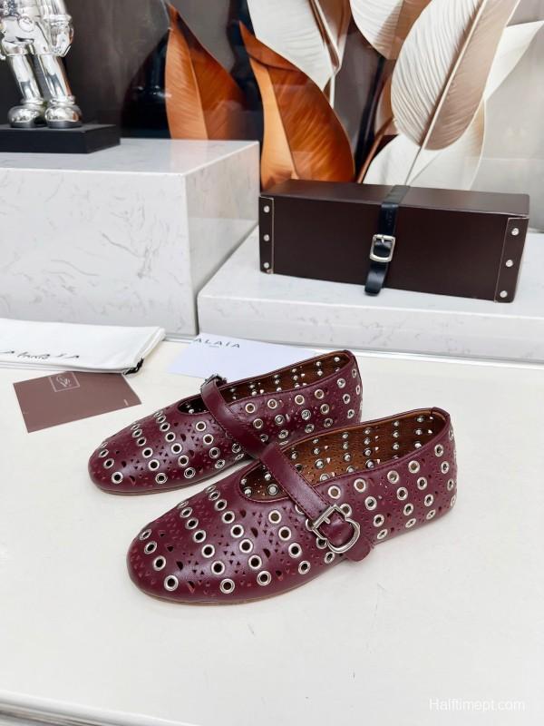 Alaia 2025/SS Perforated Ballet Flats - LY00320