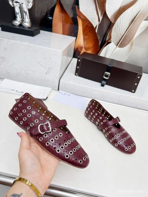 Alaia 2025/SS Perforated Ballet Flats - LY00320