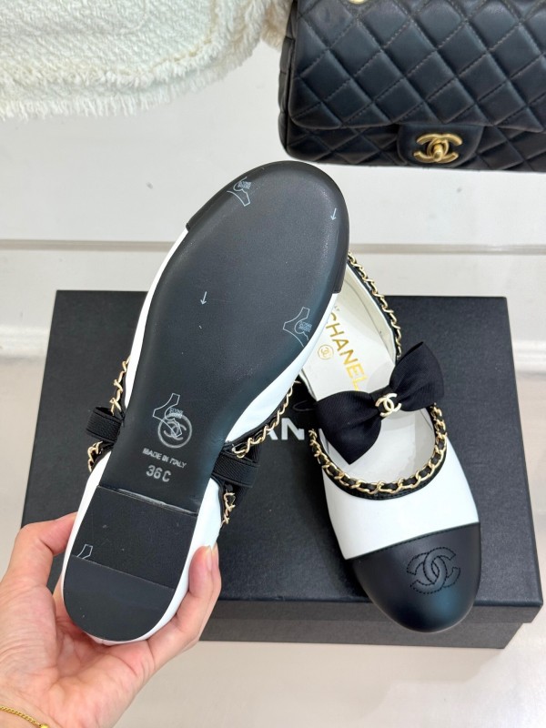 Chanel 2025 SS Hollow Chain Bow Mary Jane Shoes - KFY00290/KFY00300