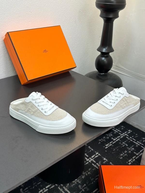 Hermès Deep Series Couple White Sneakers Casual Skate Shoes - AS00320