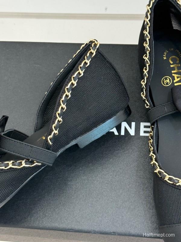 Chanel Spring Summer 2025 Hollow Chain Bow Mary Jane Shoes - KFY00290/KFY00300