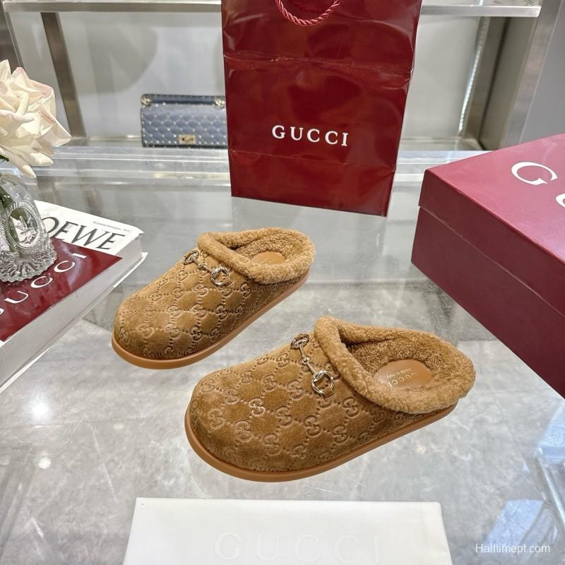 Gucci 2025 SS Autumn Winter New Suede Leather Horsebit Detail Women Wool Loafers - LY00260