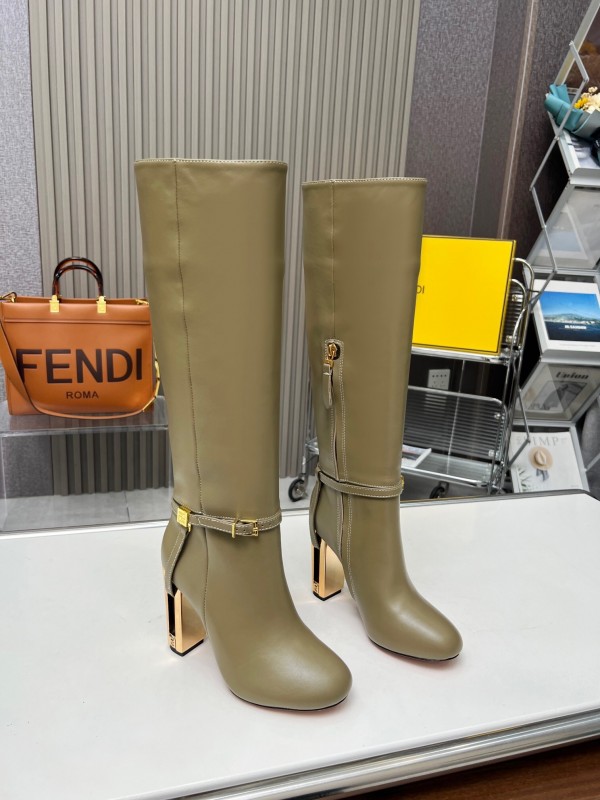 FENDI Delfina Round Toe Boots with FF Buckle - LY00520