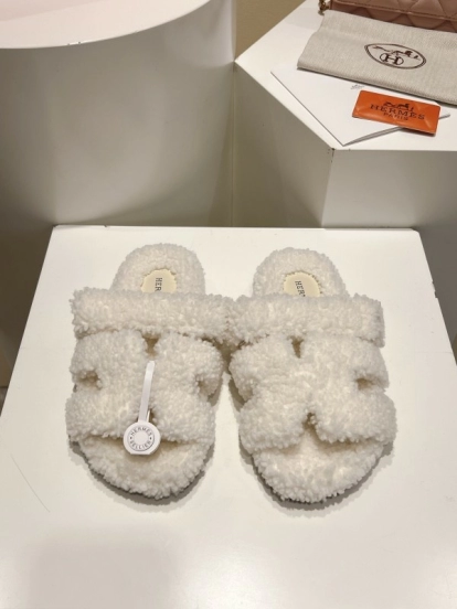 H Love Second Uncle Full Fur Slides Grain Fur Style - LY00300