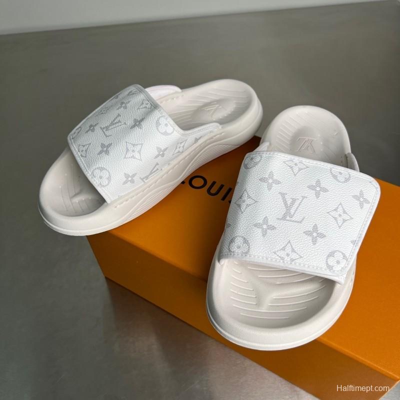 Louis Vuitton Miami Mule Slippers with Hook and Loop Closure - YC