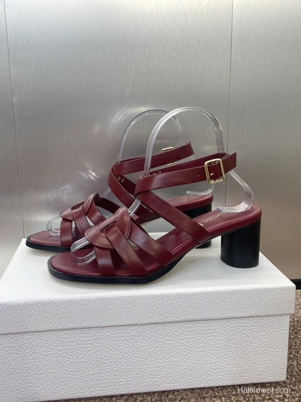 Dior D-Club Jelly Color Hollow Layered Cross Strap Mid Heel Women Shoes - KFY00290