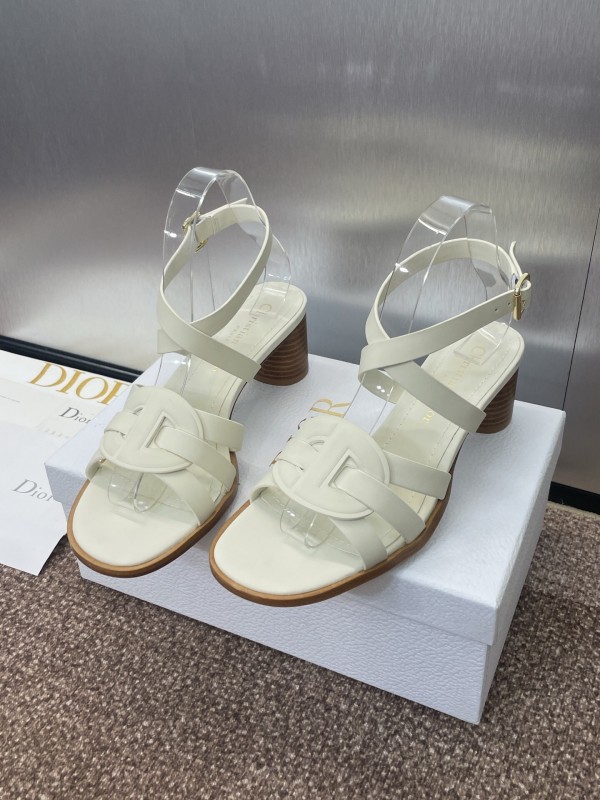 Dior D-Club Jelly Color Hollow Layered Cross Strap Mid Heel Women Shoes - KFY00290